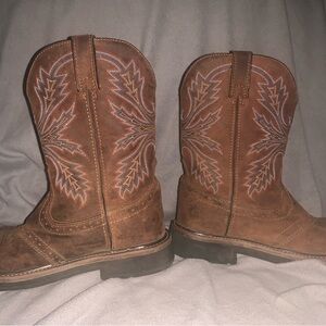 Brazos Steel Toe Cowboy Boots Men’s 9.5 Embroidered Leather Work